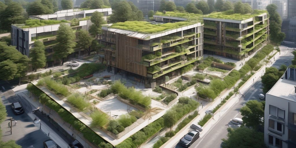 sustainable construction site with green technology