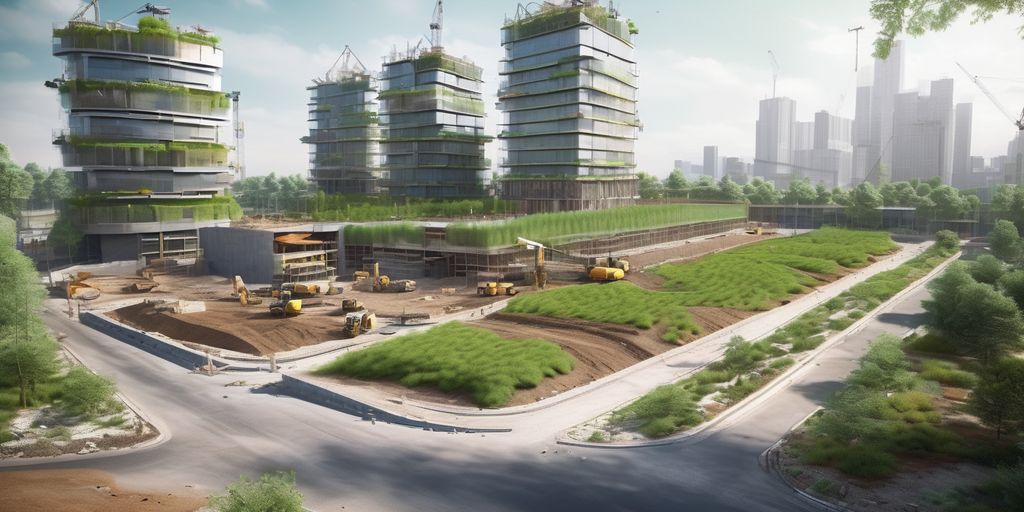 sustainable civil engineering projects construction site with green technology